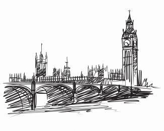 Londýnský Big Ben, náčrt